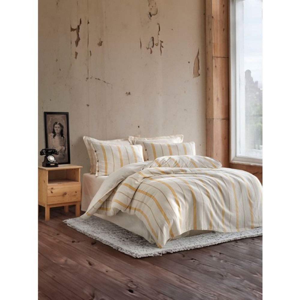 Es Home Collection Es Home Armürlü Nevresim Takımı - Sarı - Beyaz - 240 x 260 cm Nevresim Takımı Fiyatı
