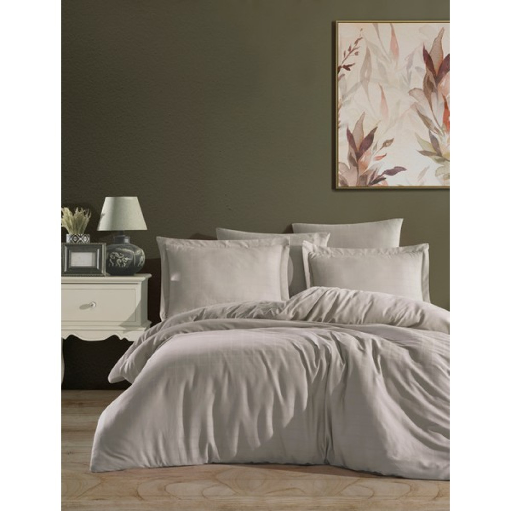 Es Home Collection Kareli Saten Nevresim Takımı - Ekru - 220 x 200 cm Nevresim Takımı Fiyatı