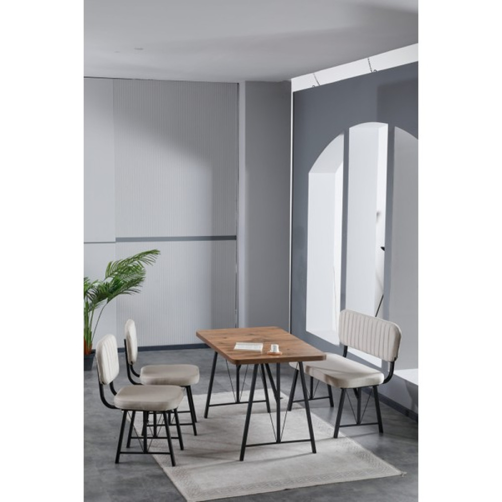 Es Moda Life Yemek Masası Takımı 2sandalye 1bench Atlantikçam - Krem Yemek & Mutfak Masası Fiyatı