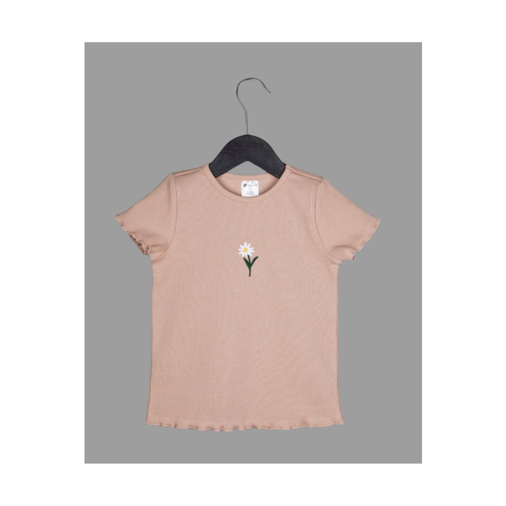Esa Moda Nude Papatya Nakışlı Fıtıllı Kaskorse 24-36 Ay Beden Bayan T-shirt Fiyatı
