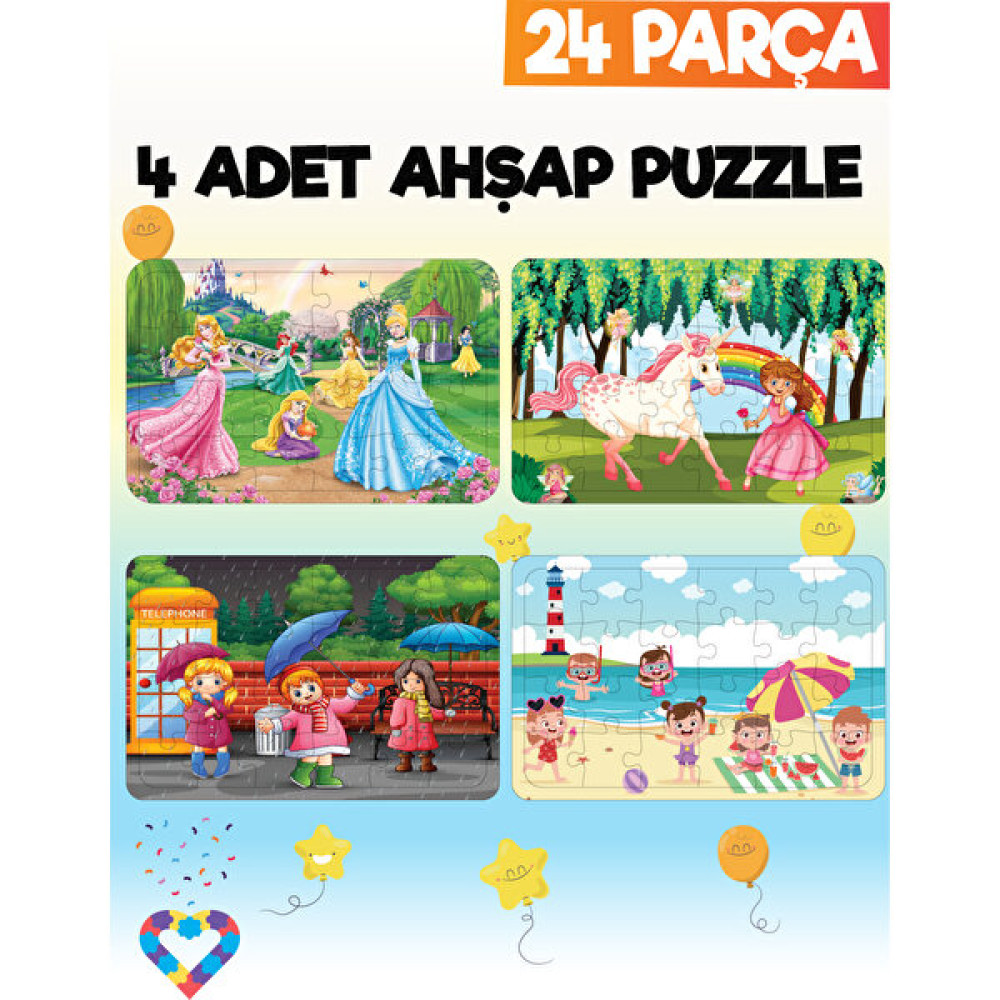 Esa Toys Ahşap 24 Parça 4 Set Çocuk Puzzle Puzzle & Aksesuarları Fiyatı