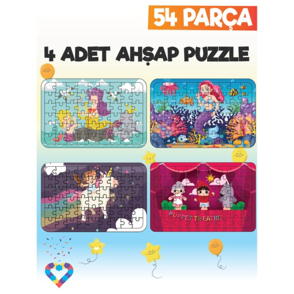 Esa Toys Ahşap 54 Parça 4 Set Çocuk Puzzle Puzzle & Aksesuarları Fiyatı