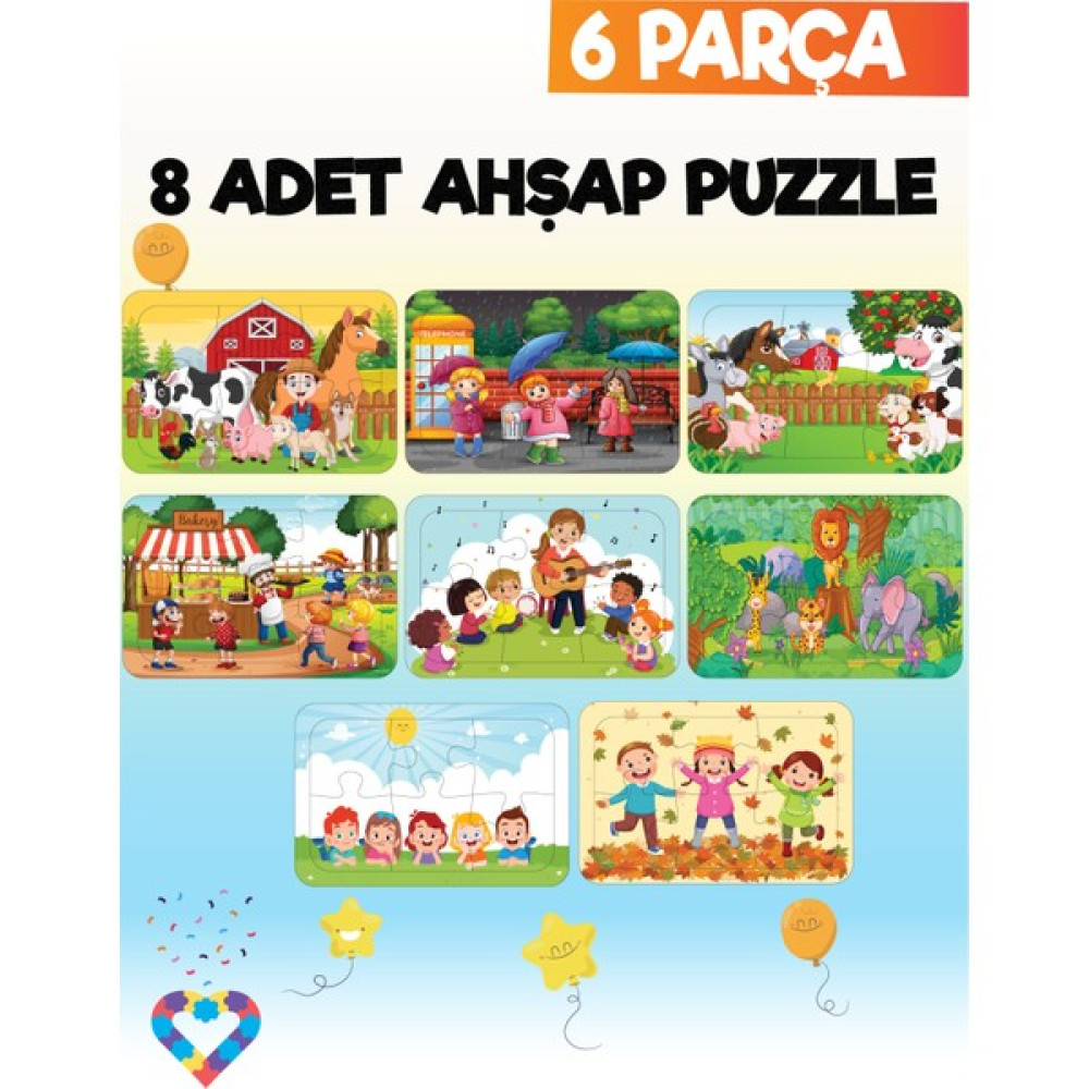 Esa Toys Ahşap 6 Parça 8'li Çocuk Puzzle Seti Eğitici Oyuncak Fiyatı