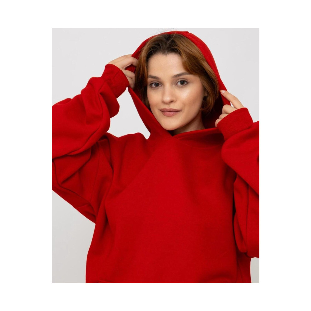 Esartex Unisex Kırmızı Kapüşonlu Oversize Sweatshirt S/M Beden Bayan Sweatshirt Fiyatı