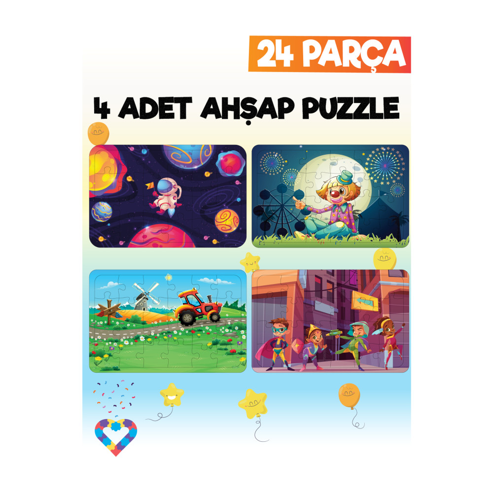 esatoys Ahşap Çocuk Puzzle 24 Parça 4 Adet Puzzle & Aksesuarları Fiyatı