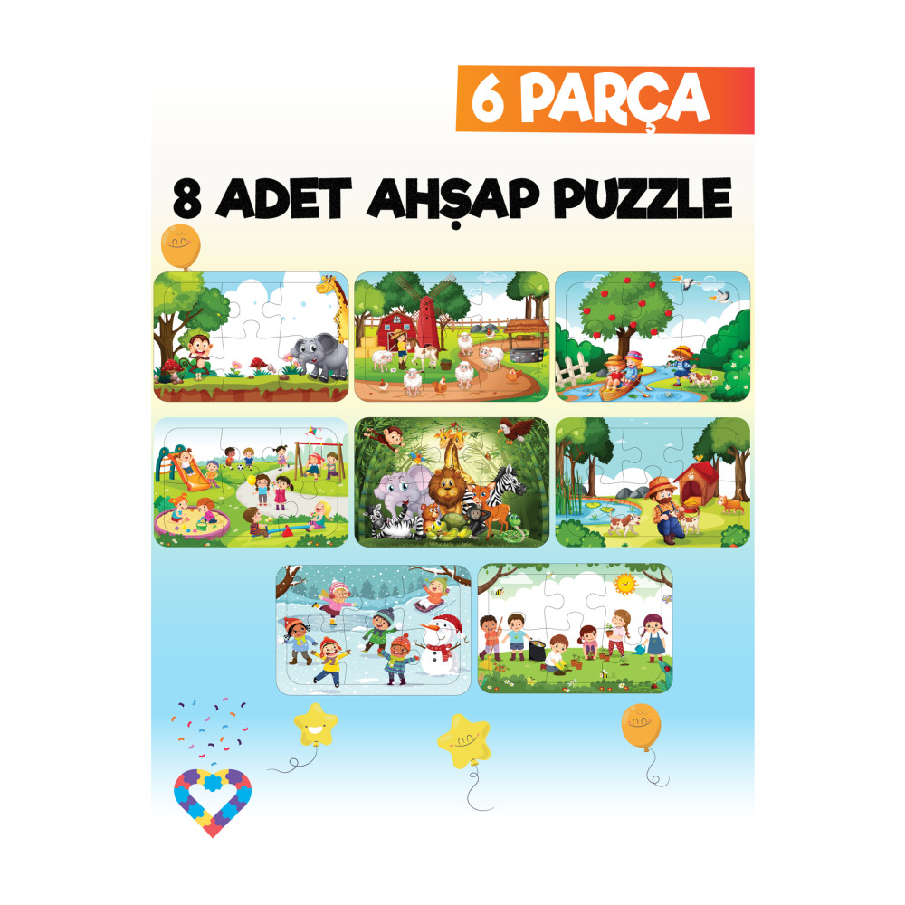 esatoys Ahşap Çocuk Puzzle 6 Parça 8 Adet Puzzle & Aksesuarları Fiyatı