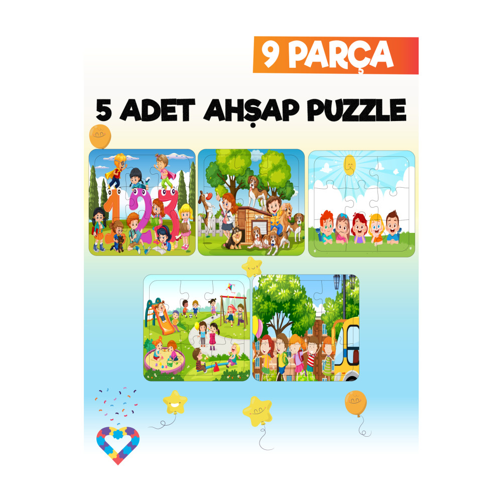 esatoys Ahşap Çocuk Puzzle 9 Parça 5 Adet Puzzle & Aksesuarları Fiyatı