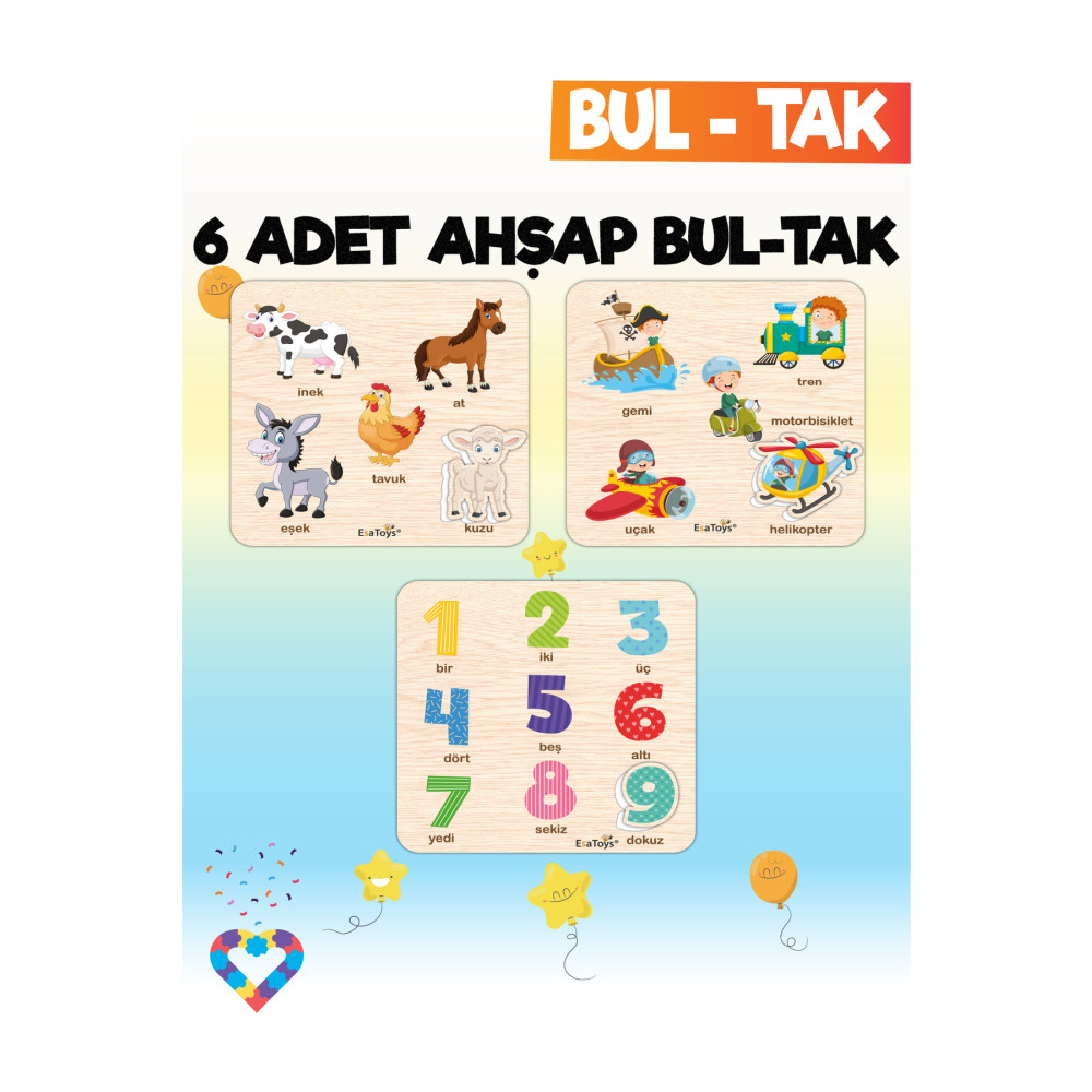 esatoys Eğitici 6 Adet Bul-Tak Oyuncak Eğitici Oyuncak Fiyatı