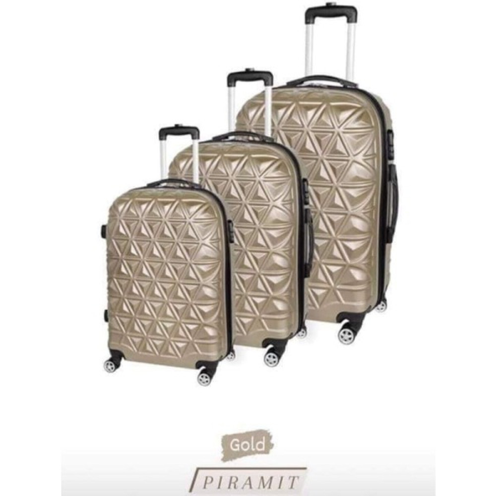 Esbuik Kahverengi 3'lü Abs Valiz Seti 3 Lü Valiz Seti Gold Çanta (Outdoor) Fiyatı