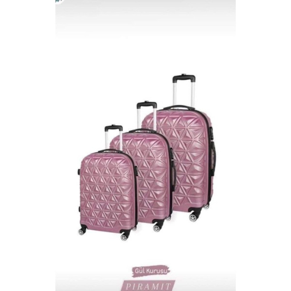 Esbuik Pembe 3'lü Abs Valiz Seti 3 Lü Valiz Seti Gül Kurusu Çanta (Outdoor) Fiyatı