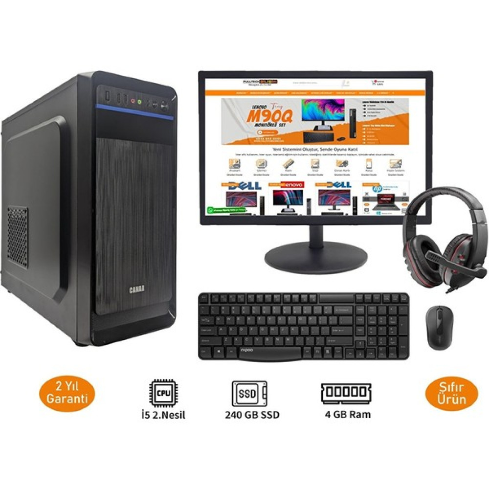 Escapelock Masaüstü İntel Core i5 2. Nesil 4 GB Ram 240 SSD Ev-Ofis-Iş Okul-Öğrenci-Ödev Bilgisayarı Set: Kasa+Monitör+Klavye+Kulaklık Masaüstü Bilgisayar Fiyatı