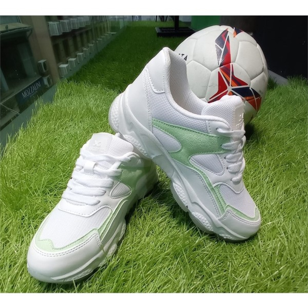Escetic Beyaz-Yeşil Kadın Sneaker Yumuşak Yüksek Taban Bağcıklı Spor Ayakkabı AY0005 Spor Ayakkabı Fiyatı