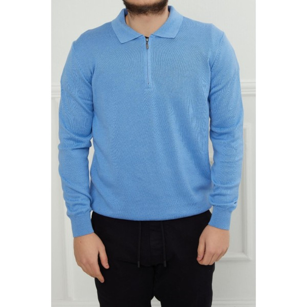 Escudo Hscstore Erkek Fermuarlı Polo Yakalı Mavi Kazak - 24K010001246 Erkek Kazak & Süveter & Triko Fiyatı