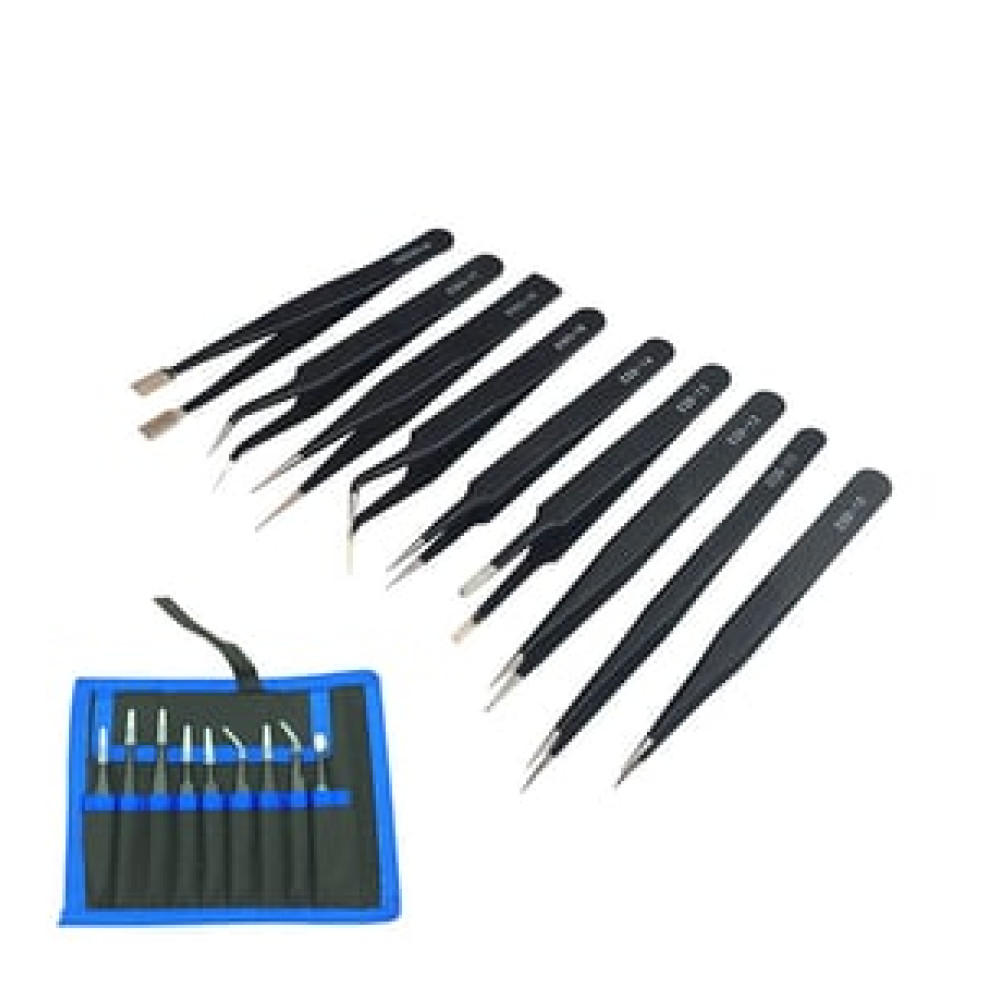 ESD 10 Hassas Elektronik Cımbız Seti Antistatik Çelik Tweezer Set Pafta Makinesi Fiyatı