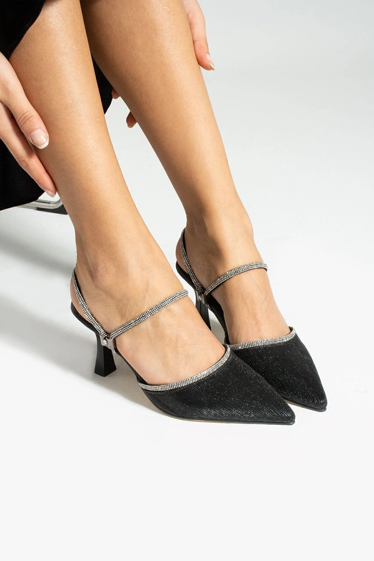 ESDE Kadın Gümüş Taş Detaylı Topuklu Stiletto Abiye Ayakkabı 38 Beden" Abiye Ayakkabılar Fiyatı