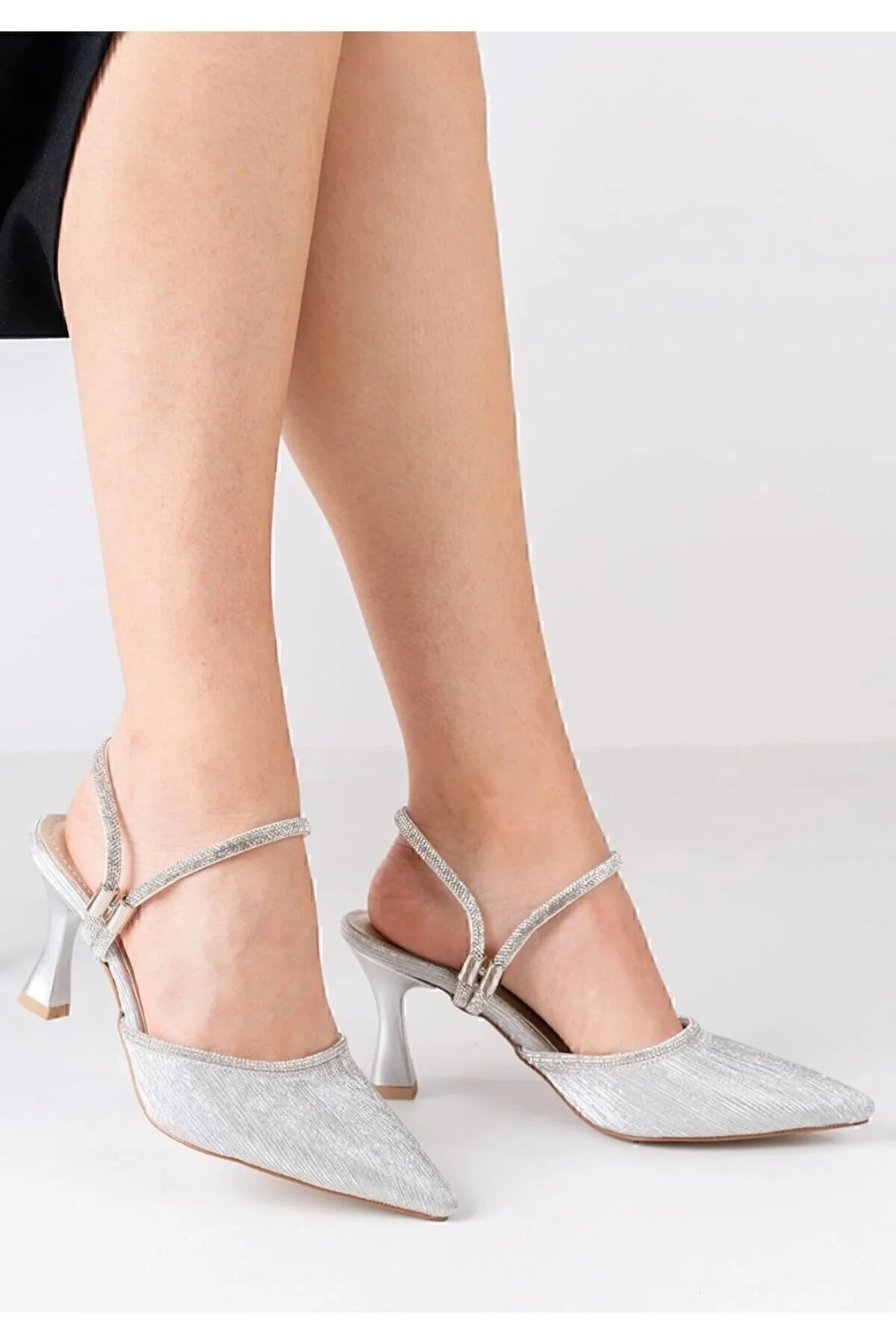 ESDE Kadın Gümüş Taş Detaylı Topuklu Stiletto Abiye Ayakkabı 39 Beden" Abiye Ayakkabılar Fiyatı