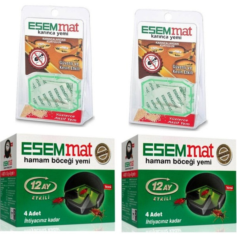 Esemmat Hamam Böceği Yemi 4 Adet X2 Adet + Karınca Yemi X2 Adet Sinek-Kene-Haşere Kovucu Fiyatı