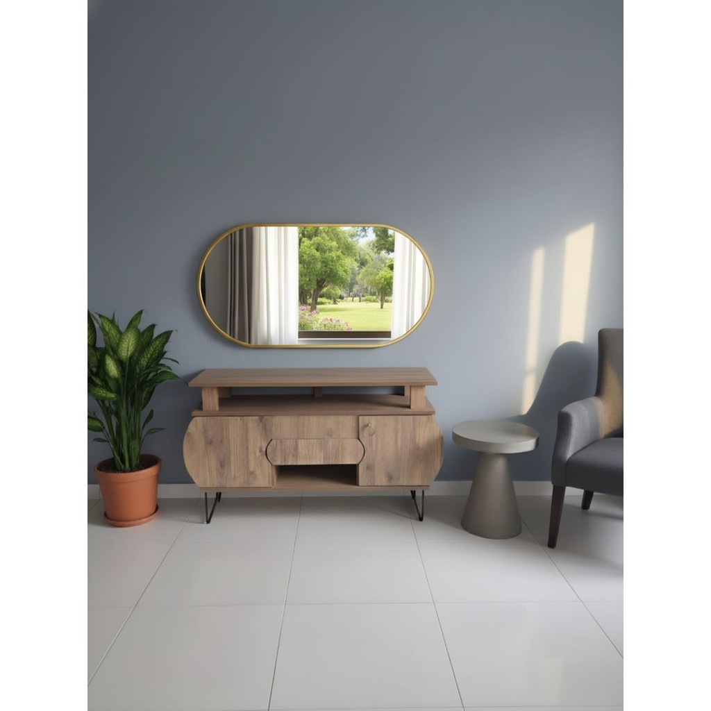 Esenhome DECOR Gold Çerçeveli Elips Duvar Aynası 60X120CM - Altın - 60x120 Diğer Fiyatı