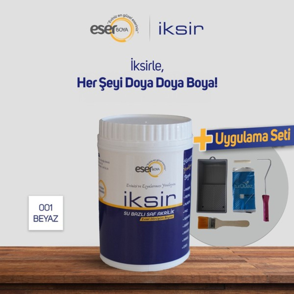 Eser Boya Iksir Su Bazlı Akrilik Evsel Dönüşüm Boyası 0,5 Lt Beyaz Mobilya - Dolap Boyama Seti İç Cephe Duvar Boyası Fiyatı