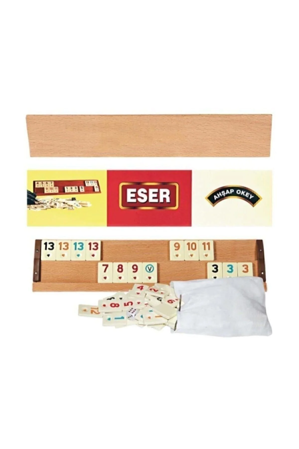 ESER Büyük Boy Ahşap Okey Takımı 1.kalite Taşlı Set Oyun Seti" Okey Takımları Fiyatı