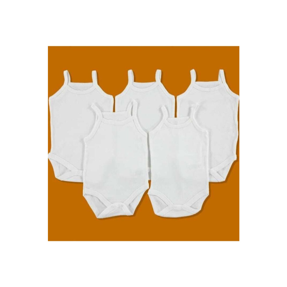 ESES BEBE Bebek Basic Ribana Bisiklet Yaka 5 li Ip Askılı Body Beyaz 2 Ay Beden Bebek Body Fiyatı
