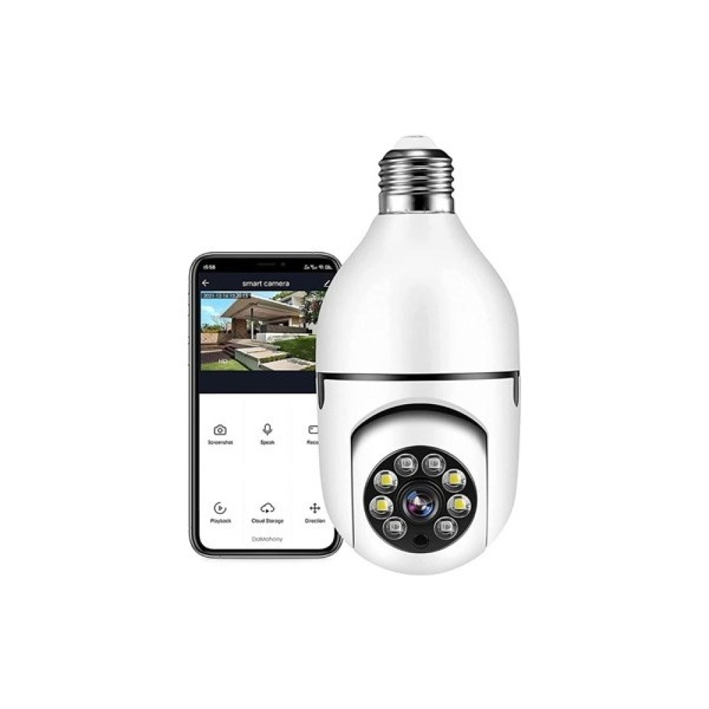 Eshopinlock Wifi 360 Panoramik Ampul Kamera Gece Görüş Ses Akıllı Hareket Algılayıcı - Beyaz Güvenlik Kameraları Fiyatı