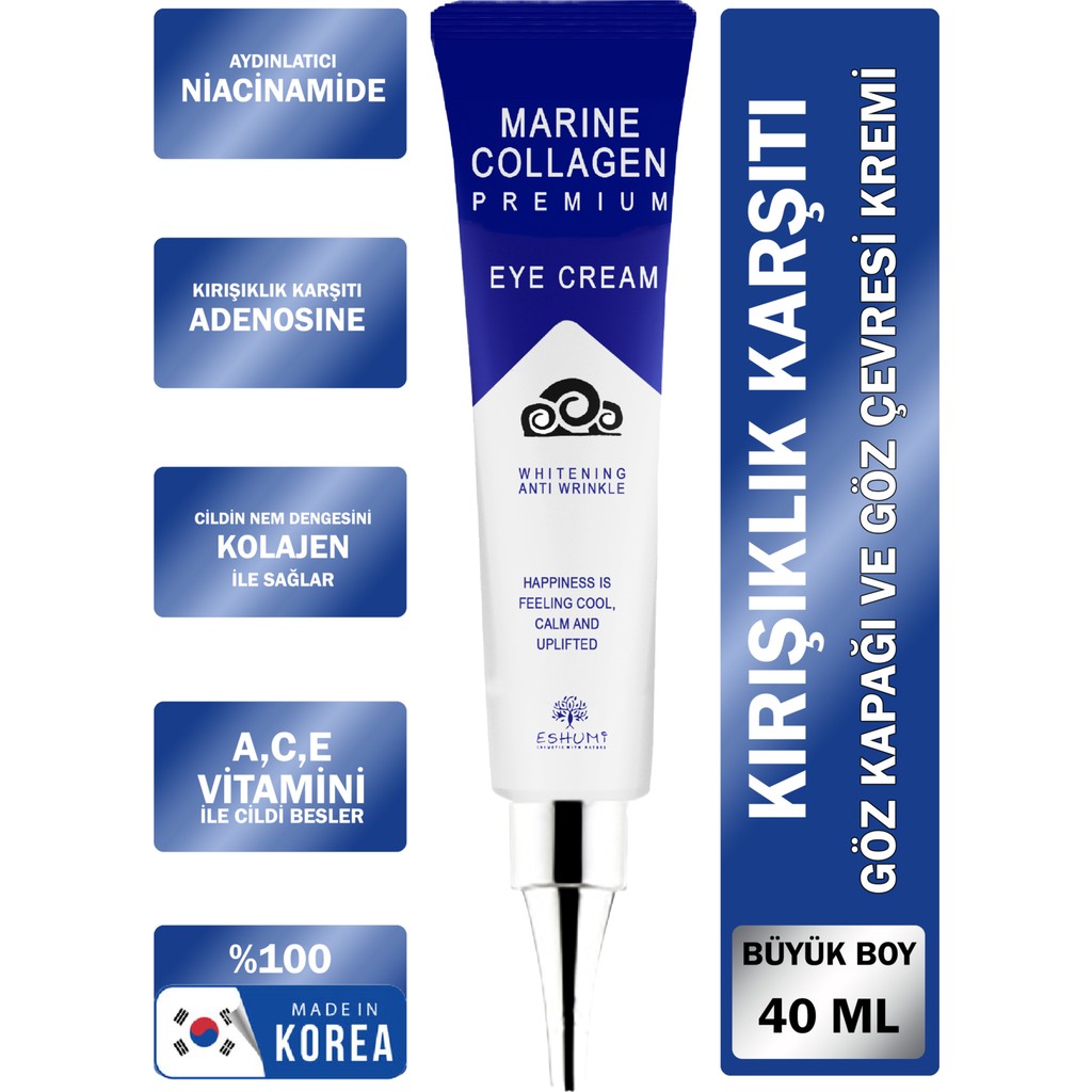 Eshumi 40 ML Göz Çevresi Kremi Niasinamid ve Saf Collagen ile Kırışıklık Karşıtı Etki Diğer Fiyatı