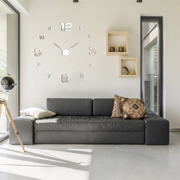 Esil Dekoratif 3D Duvar Saati Model 7 - 100 x 100 cm - Beyaz - Gümüş Diğer Fiyatı