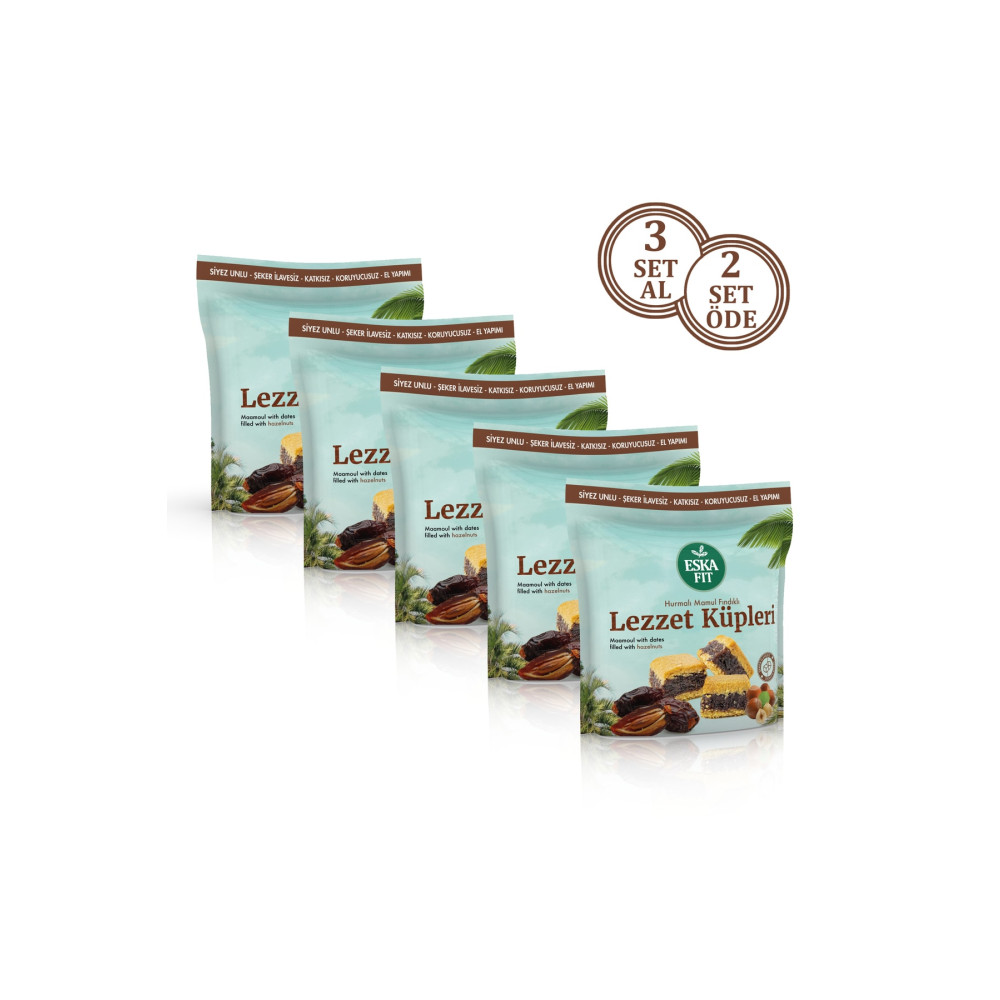 Eskafit Şekersiz Hurmalı Fındıklı Mamul (1 SET = 5 PAKET) Atıştırmalık Fiyatı