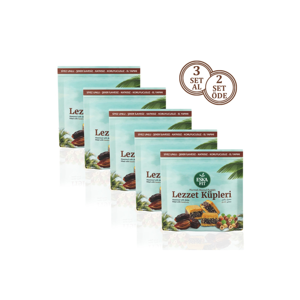 Eskafit Şekersiz Hurmalı Fındıklı Mamul (1SET = 5PAKET) Atıştırmalık Fiyatı