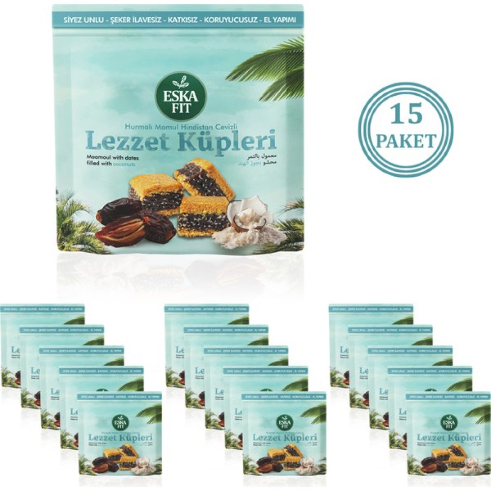 Eskafit Şekersiz Hurmalı Hindistan Cevizli Mamul (1set = 15PAKET) - 1,5 kg Diğer Fiyatı