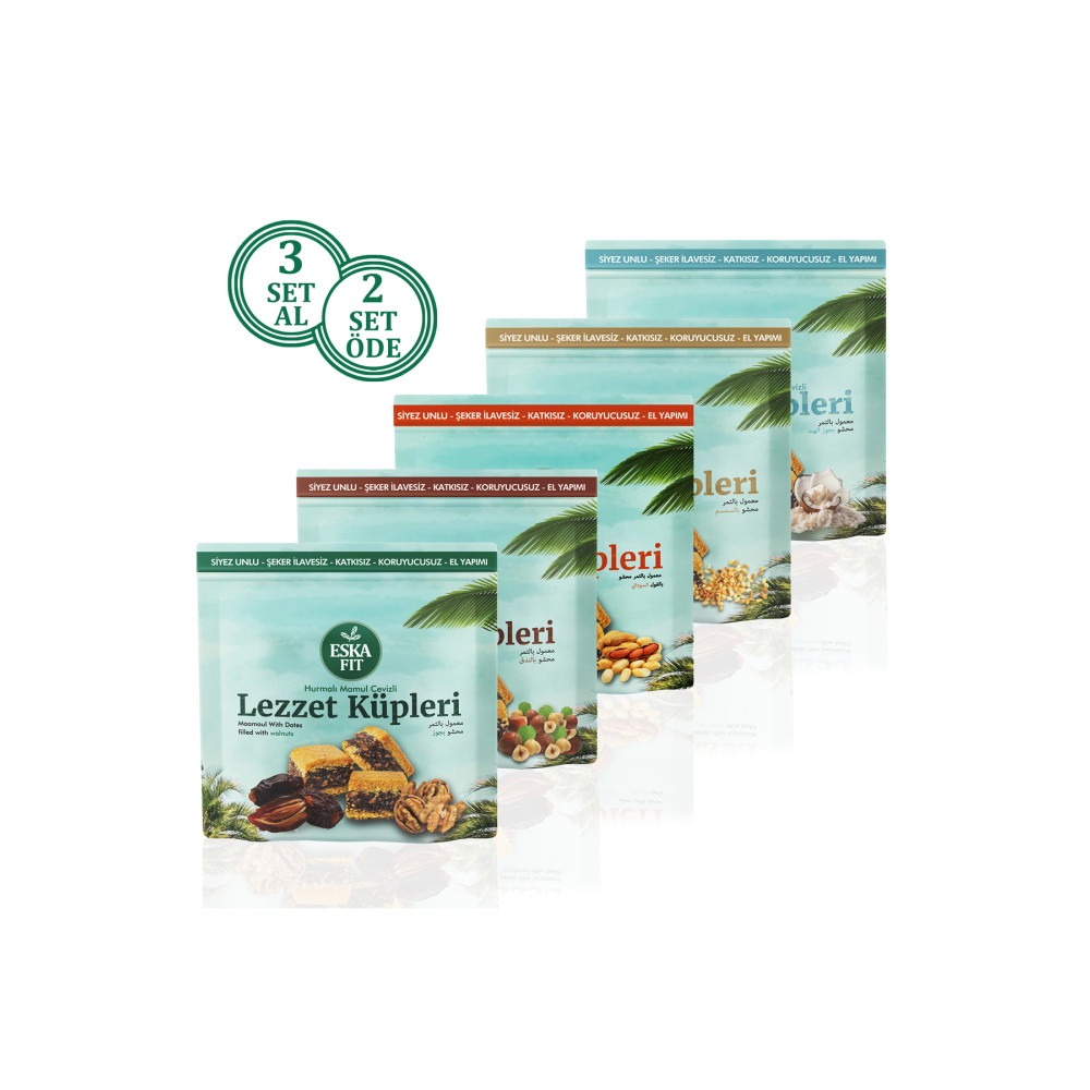 Eskafit Şekersiz Hurmalı Mamul Karma Set (1 SET = 5 PAKET) Kuruyemiş Fiyatı