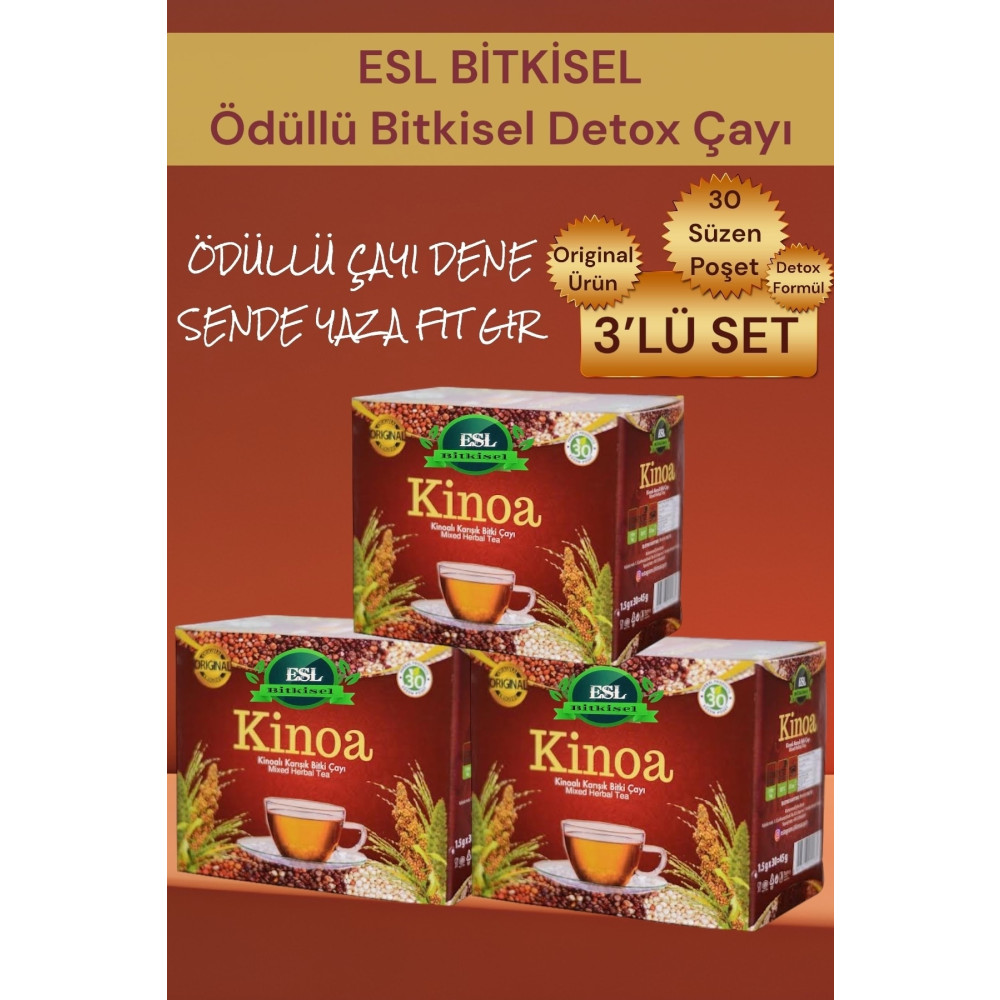 ESL Bitkisel Kinoa Çayı Detox Zayıflamaya Yardımcı Iştah Kesicii Çay (3 Kutu) Çay Fiyatı