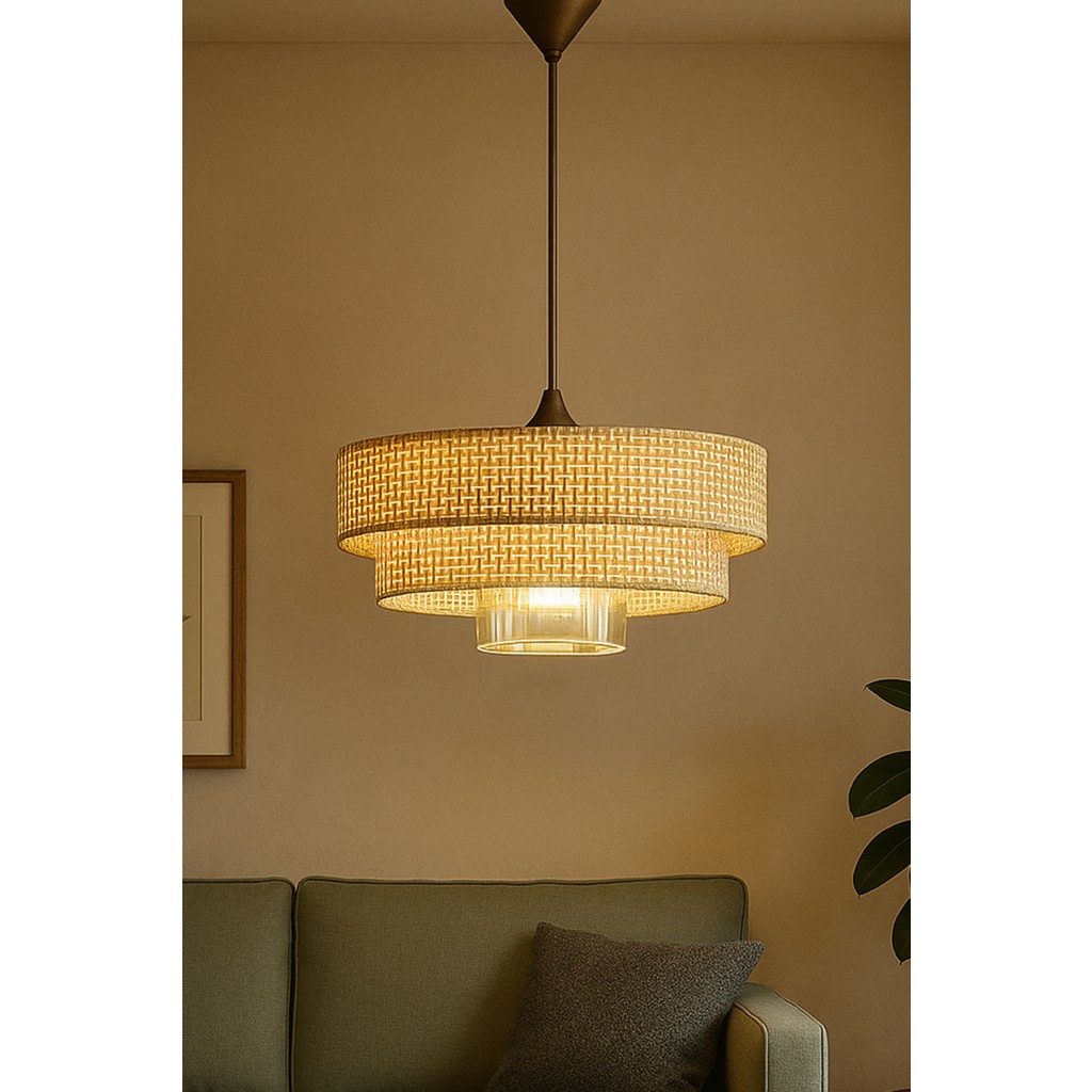 Eslight Myk Noa Modern Rattan Sarkıt Avize - Hasır Rengi Avize Fiyatı