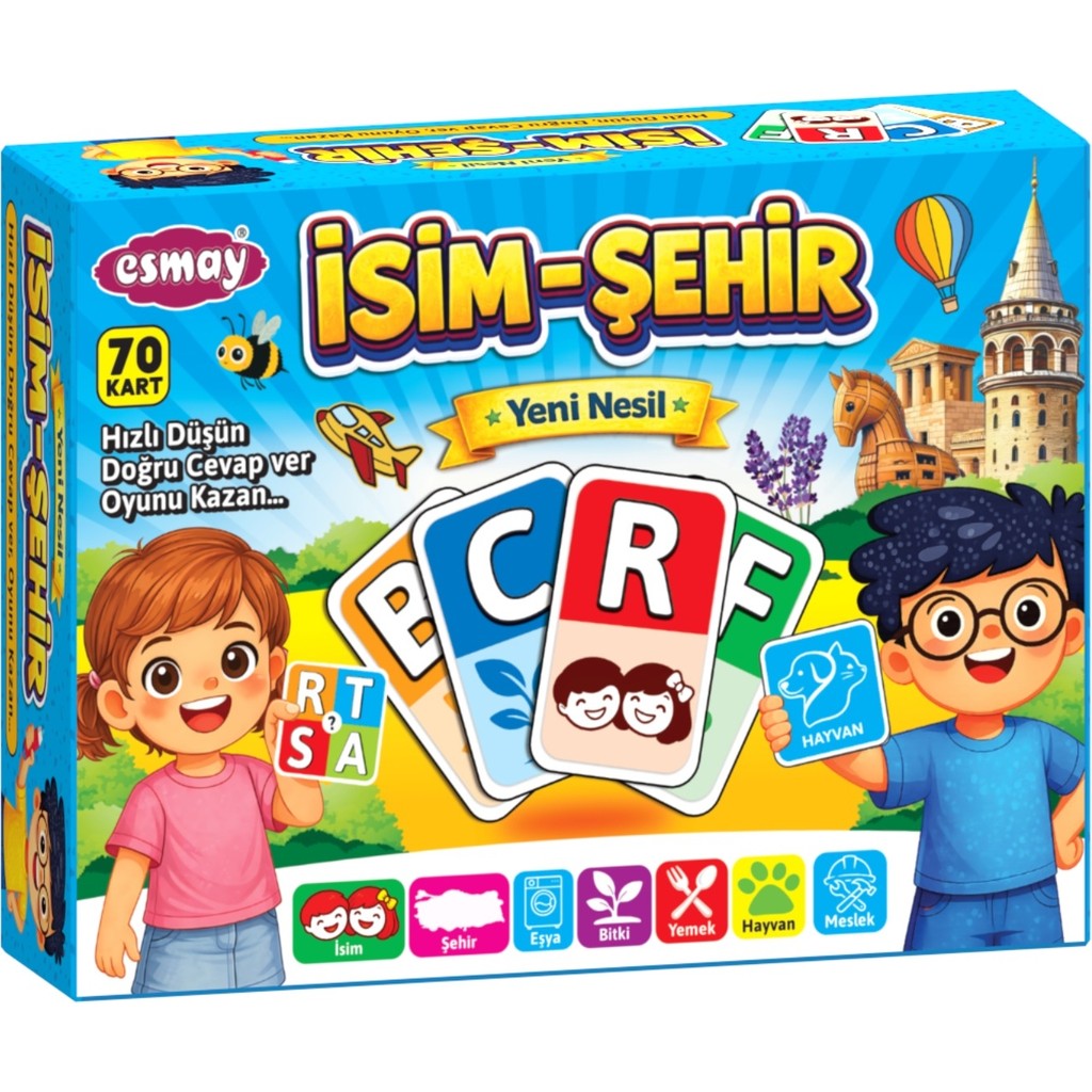 Esmay Isim Şehir Eşya Aile ve Çocuk Kutu Oyunu 70 Kart - 1 Diğer Fiyatı