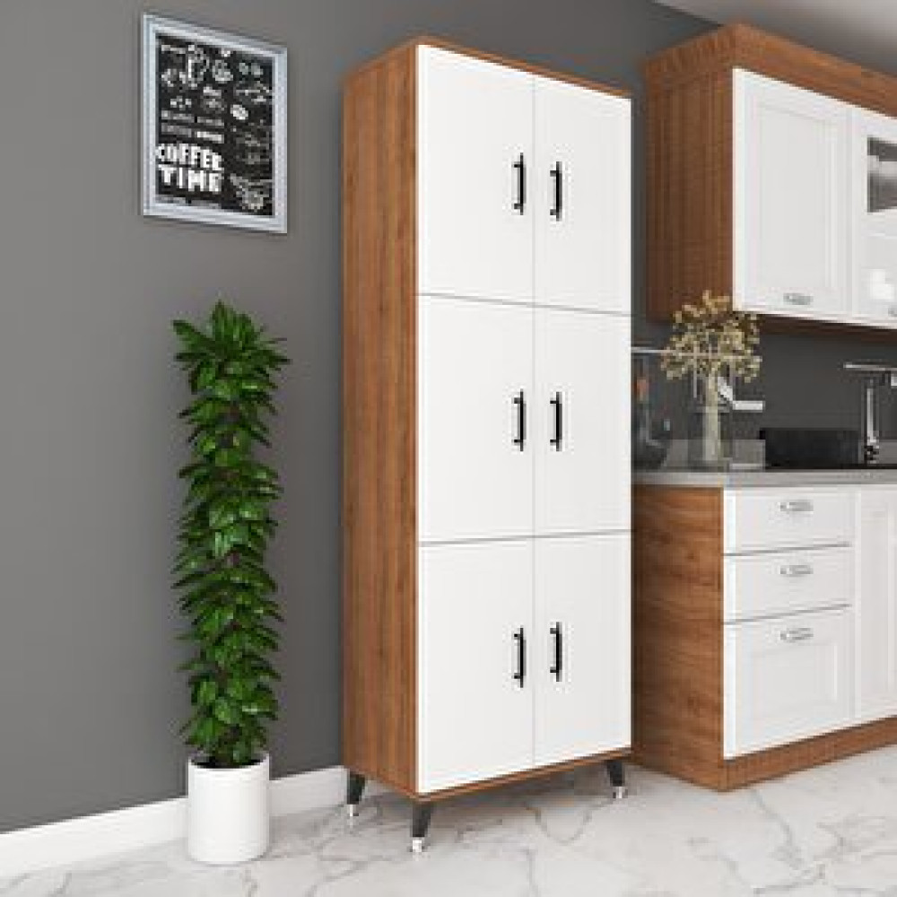 Esmopa Mobilya Çok Amaçlı Kiler, Banyo, Ayakkabılık, Balkon Dolap Ceviz Beyaz Mutfak Dolabı / Mobilyası Fiyatı