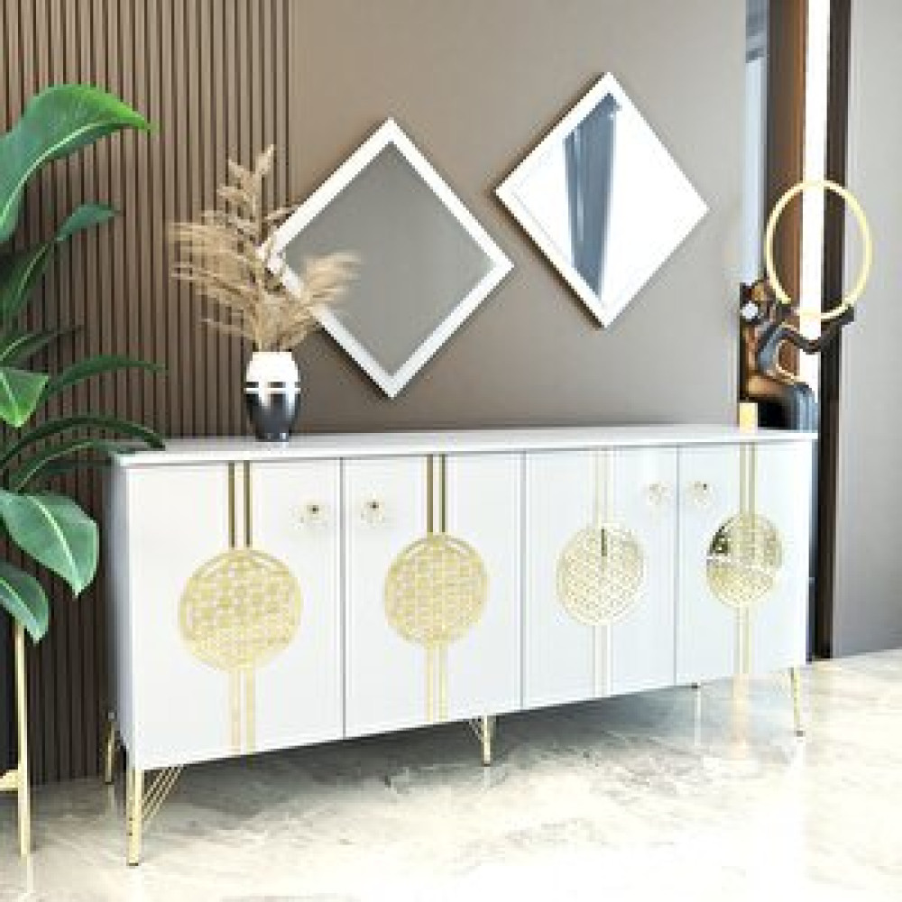 Esmopa Mobilya Elegant 171 Beyaz-gold Konsol Beyaz Konsol Mobilya Fiyatı