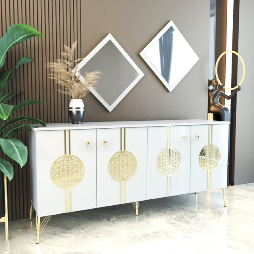 ESMOPA MOBİLYA Elegant Beyaz Konsol (Metal Ayaklı) - 75 x 172 cm Konsol Mobilya Fiyatı