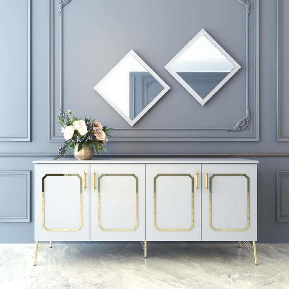 ESMOPA MOBİLYA Elite Gold Beyaz Konsol (Metal Ayaklı) - 75 x 172 cm Konsol Mobilya Fiyatı