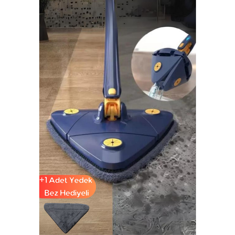 ESNAFDEDE Üçgen Mop Sıkmalı Fayans Ahşap Mermer Temizleme Cam Silme Paspası + 1 Adet Yedek Mikrofiber Bez Deterjan ve Temizlik Ürünleri Fiyatı