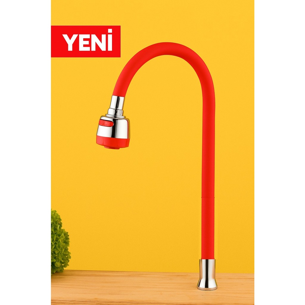 Esnek Spiral Başlıklı Renkli Mutfak Bataryası Başlığı– 360° Döner Musluk Başlığı Ucu (Siyah - Kırmızı- Gri - Beyaz - Mavi) - Kırmızı Bataryalar & Musluklar Fiyatı