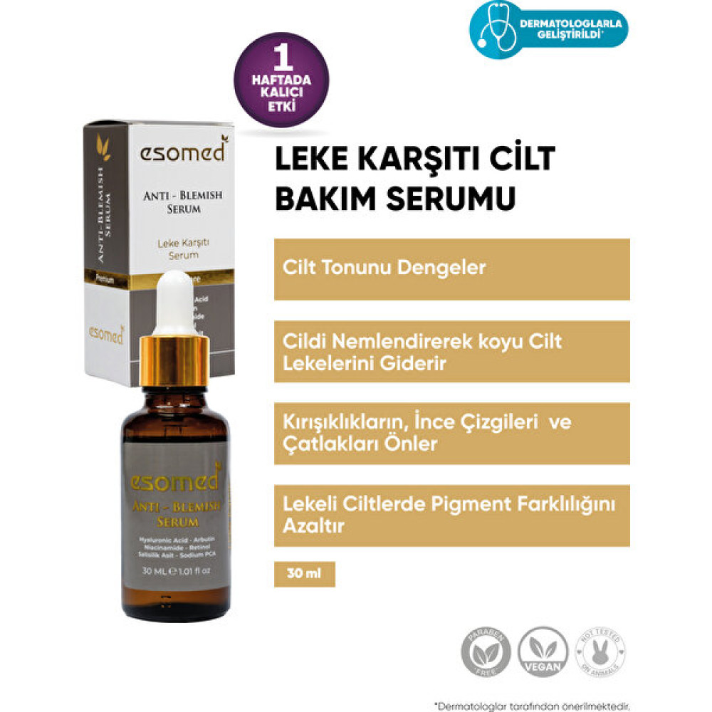 Esomed Leke Giderici, Cilt Tonu Eşitleyici, Aydınlatıcı ve Leke Karşıtı Cilt Bakım Serumu 30 ml Anti-Aging / Yaşlanma Karşıtı Fiyatı