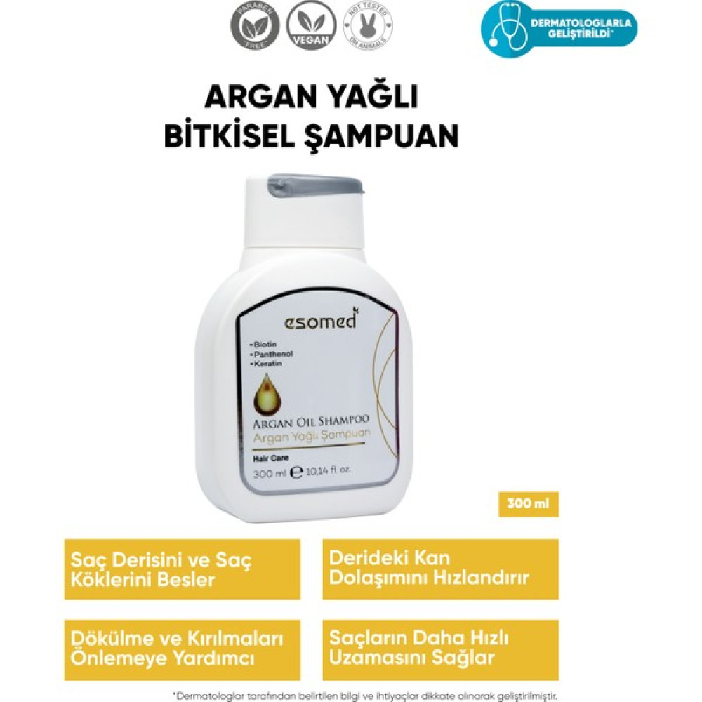 Esomed Saç Dökülmesine Karşı Argan Yağlı Biotin, Keratin, E vitamini ve Bitki Özlü Şampuan 300ml Şampuan ve Saç Kremi Fiyatı
