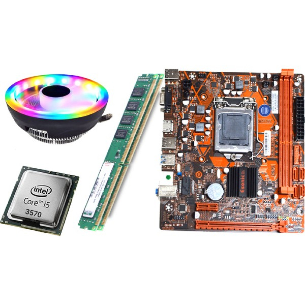 Esonic H61FHL Intel H61 1333MHZ Ddr3 + Intel® Core™ İ5-3570 1155 Pin + Ramtech 4gb Ddr3 1333MHZ Ram 1.5W + Snowman M105 Cpu Soğutucu Fan Rainbow B... Anakart Fiyatı