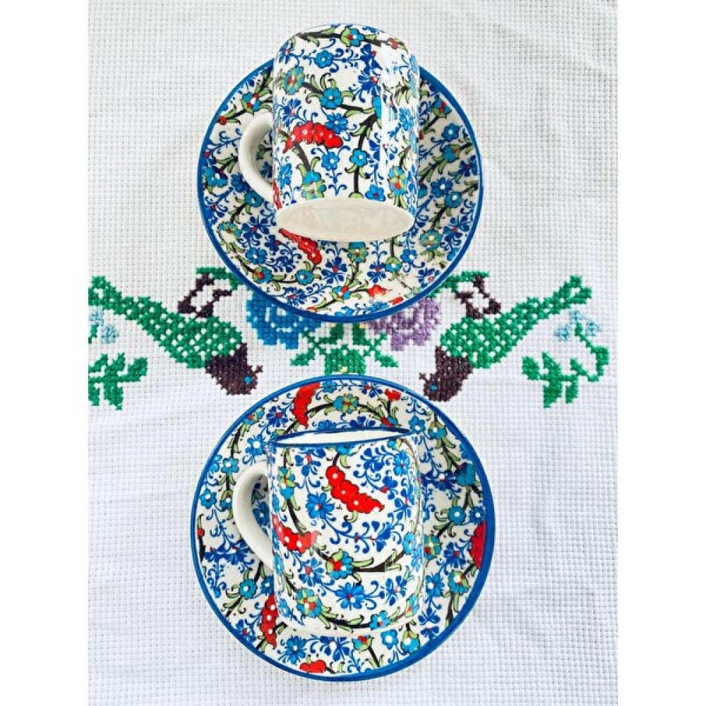 Esosch 2'li Topkapı Fincan Takımı - Renkli - 90 ml Fincan / Bardak / Kahve Takımı Fiyatı