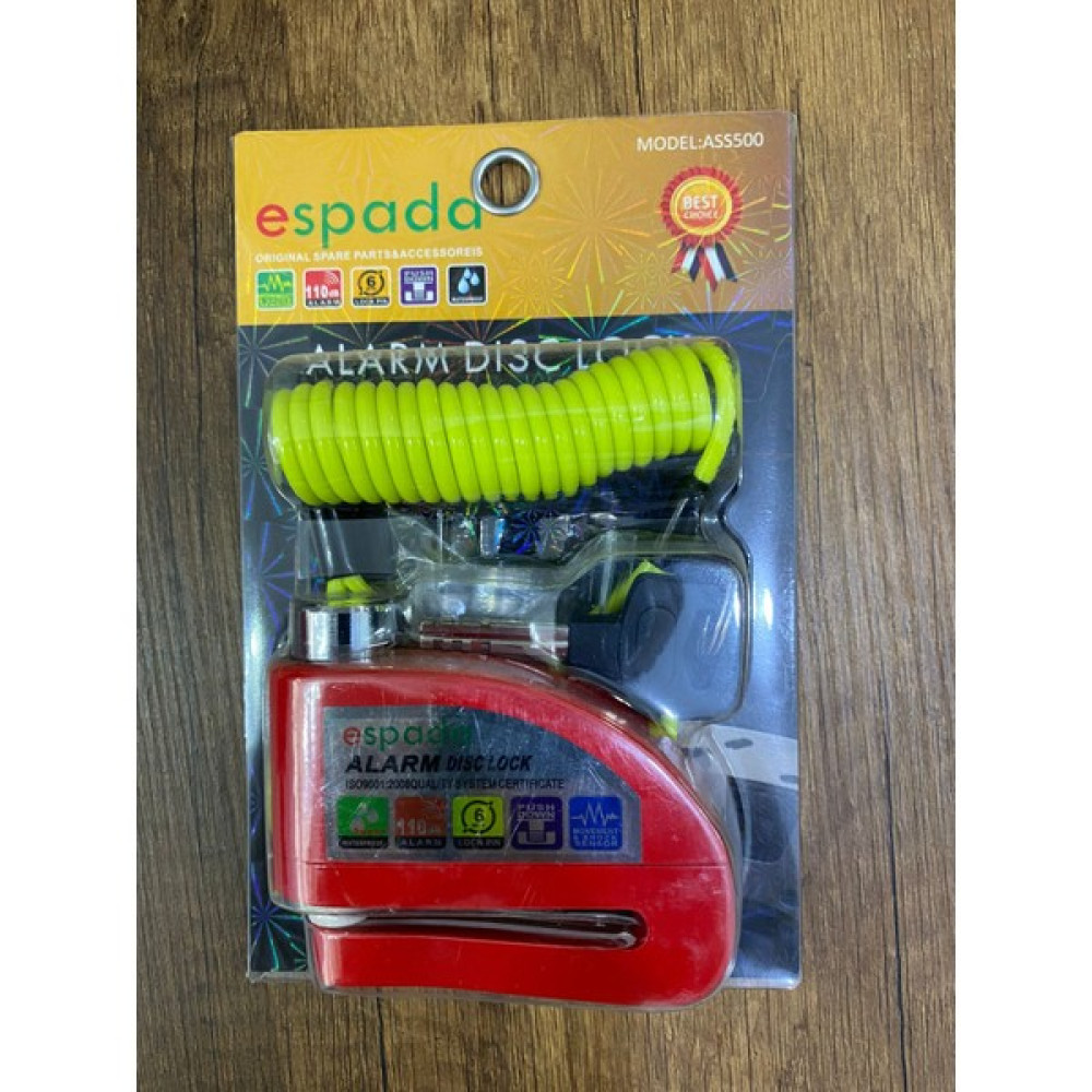 Espada Alarmlı Disk Kilidi Kırmızı Renk (Hatırlatma Kablosu Hediye) Motorsiklet Kilidi & Alarmı Fiyatı