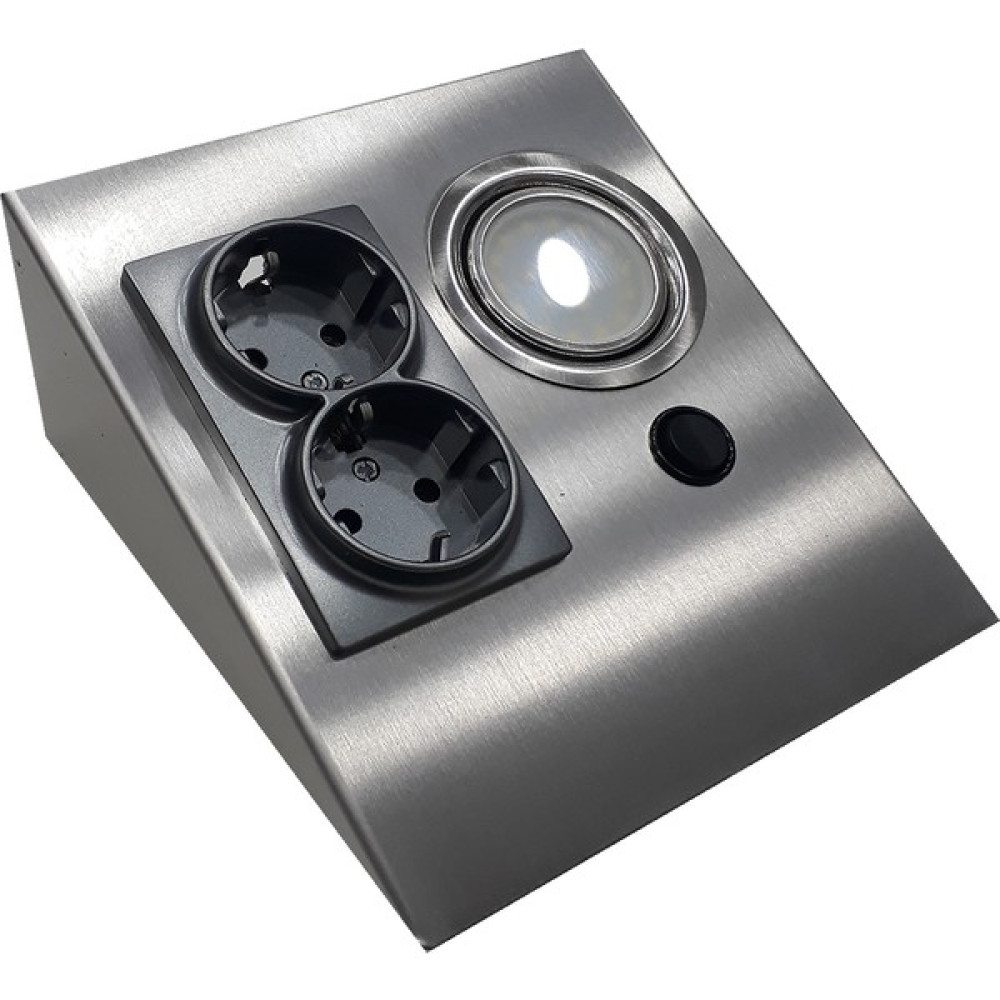 Espar Dolap Tezgah Altı Paslanmaz Metal (İnox)Led Aydınlatmalı Priz - Gri Prizler Fiyatı