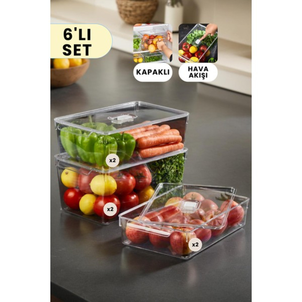 Espas Home Buzdolabı Dolapiçi Düzenleyici Organizer Kapaklı 6'lı Set (Mini, Midi, Maxi) Oto Boyaları Fiyatı