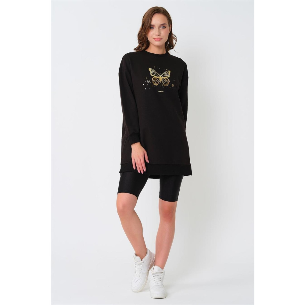 ESPİNA Kadın Oversize Tunik Sweatshirt Siyah S Beden Tunik Fiyatı