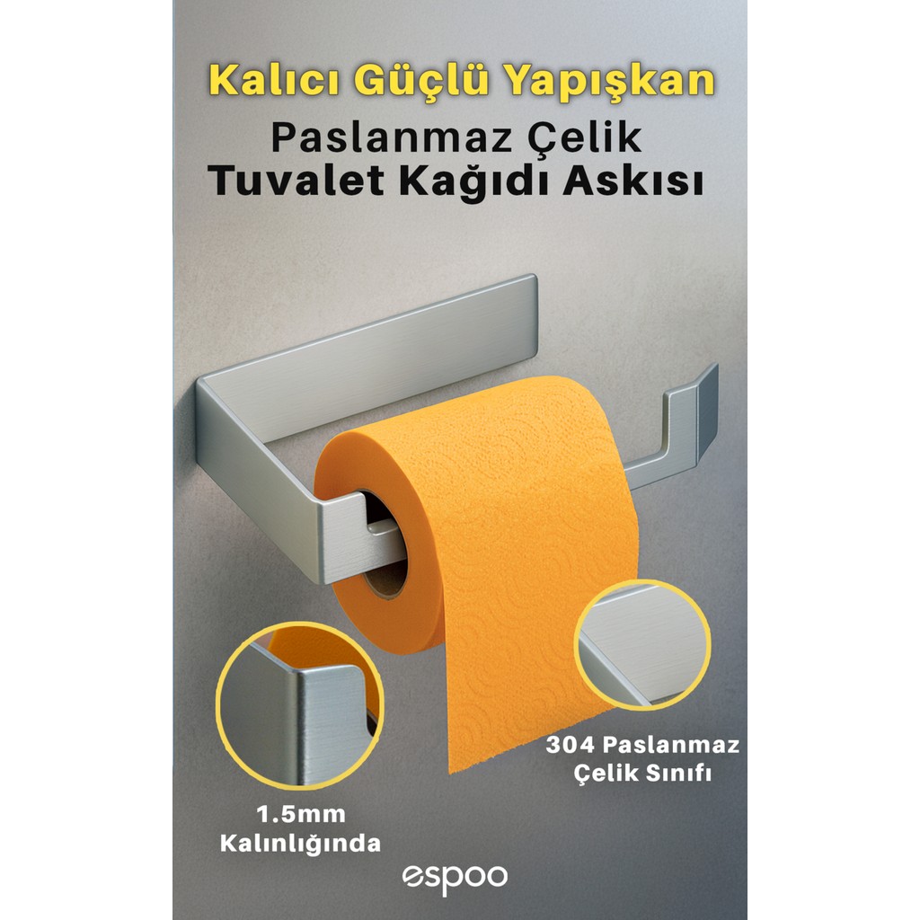 Espoo Design Gümüş Paslanmaz Çelik Banyo Tuvalet Kağıtlığı Yapışkanlı Wc Kağıtlık Tuvalet Kağıdı Tutucu Askılığı Tuvalet Kağıdı Fiyatı